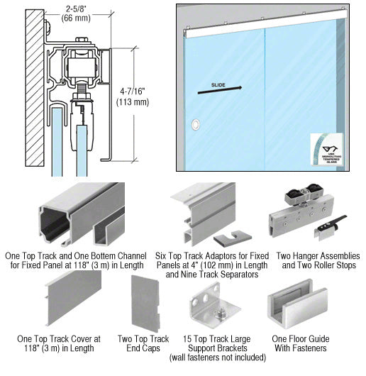 Crl70 Satin Anodized Series Single Sliding Door With Fixed Panel Wall