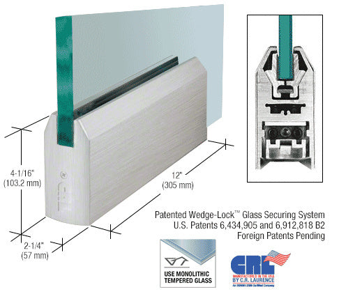 CRL Glass 4" Tapered Door Rail Without Lock - 12" Patch Additional Image - 1