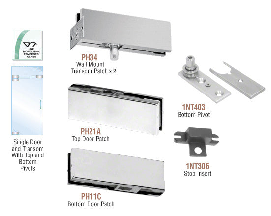 CRL European Patch Door Kit for Use with Fixed Transom - Without Lock