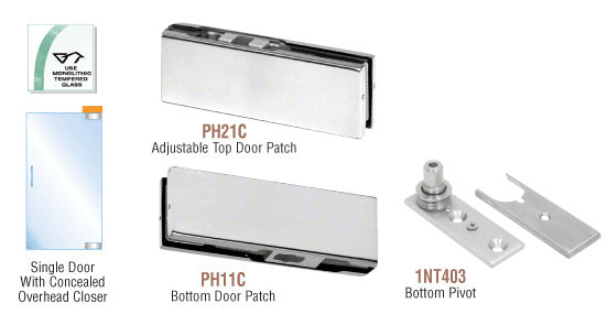 CRL European Patch Door Kit for Use with Overhead Door Closer - Without Lock