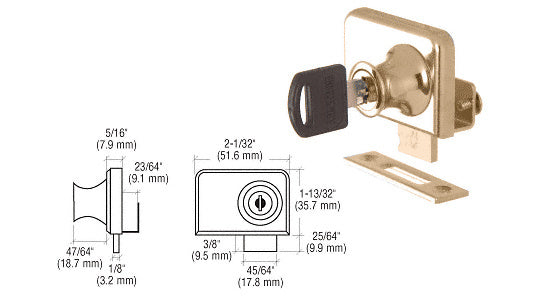 CRL Gold Plated Clamp-On Lock for 1/4" Double Glass Door - Randomly Alike