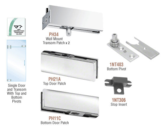 CRL European Patch Door Kit for Use with Fixed Transom - Without Lock