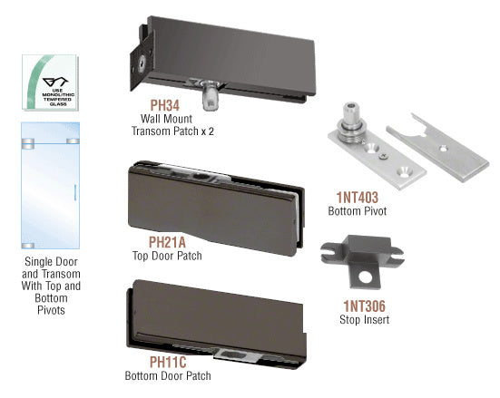 CRL European Patch Door Kit for Use with Fixed Transom - Without Lock