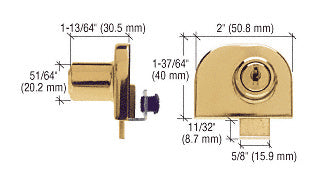 CRL Double Glass Door Lock - Randomly Keyed