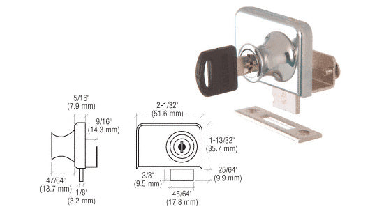 CRL Chrome Clamp-On Lock for 3/8" Double Glass Door - Randomly Keyed