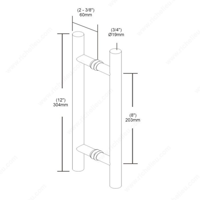 3/4" (19 mm) Diameter Back-to-Back Ladder Handle