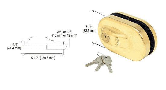 CRL Glass Mounted Slip-on Patch Lock for Use with 1/2" Thick Glass