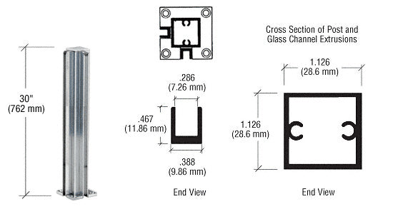 CRL 30" Corner Design Series Partition Post