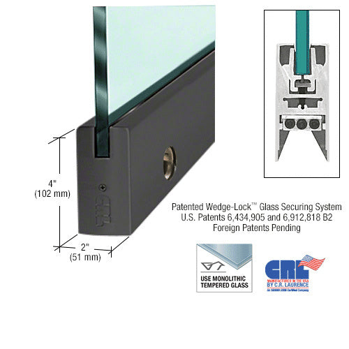 CRL 4" Square Door Rail With Lock - 35-3/4" Length - DR4SBL12SL