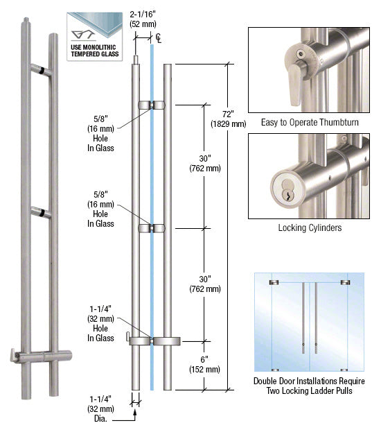 CRL 316 72" Upwards Locking Ladder Pull