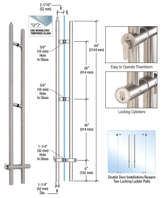 CRL 316 84" Upwards Locking Ladder Pull