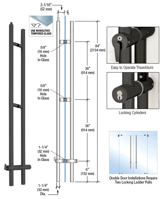 CRL 316 84" Upwards Locking Ladder Pull