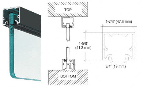 CRL Wide U-Channel with Top Load Roll-In Glazing Gasket for 3/8" and 1/2" Glass - 240" Length