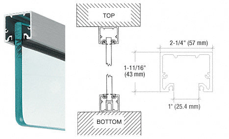 CRL Wide U-Channel with Top Load Roll-In Glazing Gasket for 3/4" Glass - Custom Length