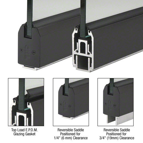 CRL Powder Coat 2-5/16" x 240" Length Low Profile Tapered Sidelite Rail With Saddle