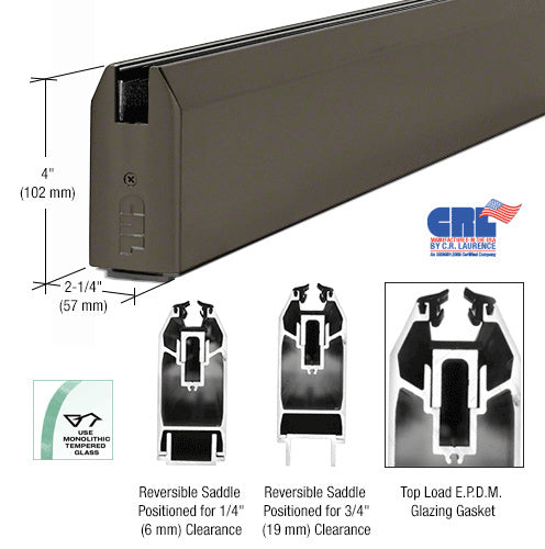 CRL Powder Coat 4" Length Tapered Sidelite Rail