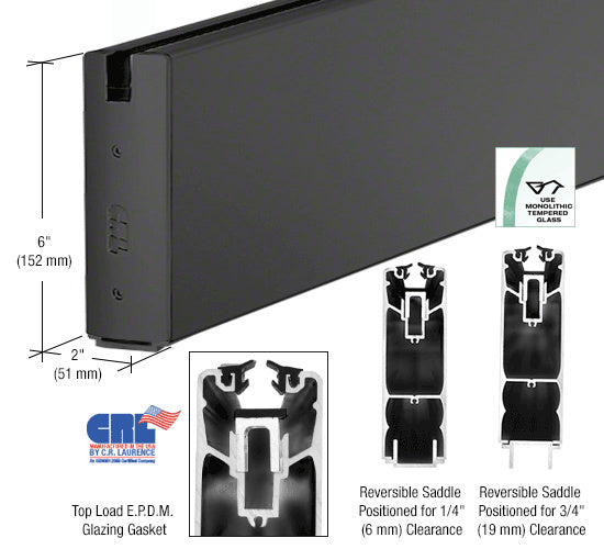 CRL Powder Coat 240" x 6" Square Sidelite Rail