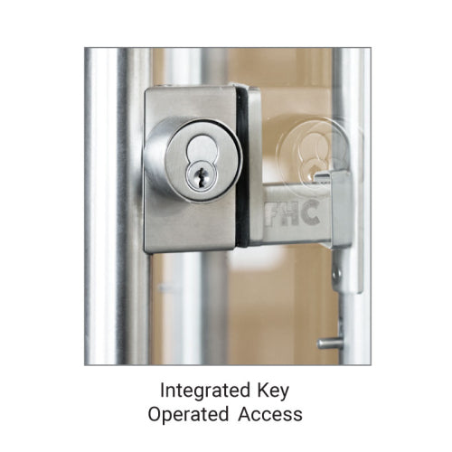 FHC Magnalink Egress Device - No Exterior Pull Handle - LHR - Wood Door Mount - Exterior Keyed Access - Brushed Stainless